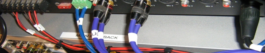 Bendigo Audio Visual - Image of labeled cables in the back of equipment rack.